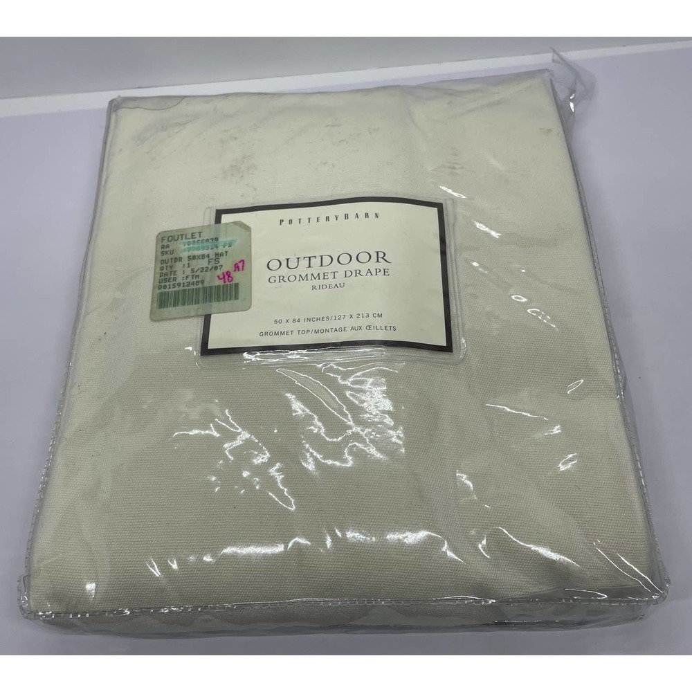 Pottery Barn Outdoor Grommet Drape Curtain 50 x 84 Neutral Ivory Cream Color NWT